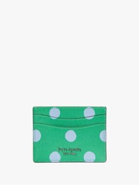 Kate Spade Morgan Sunshine Dot Cardholder Green & Blue Polka Dot
